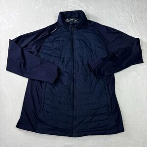 SUN MOUNTAIN Jacket Mens Large Navy Blue Wind Gear Soft Shell Golf Performance
